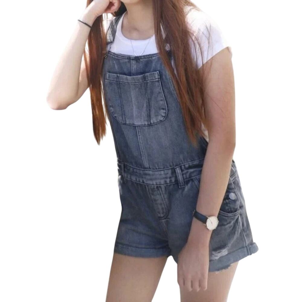Cotton On The Classic Shortall Bib Overall Shorts Distressed Sz 10. 2.5" Inseam